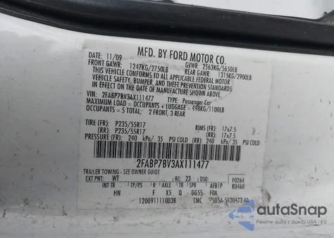 2010 Ford Crown Victoria Police/Police Interceptor из США, поврежденный, VIN 2FABP7BV3AZ111477